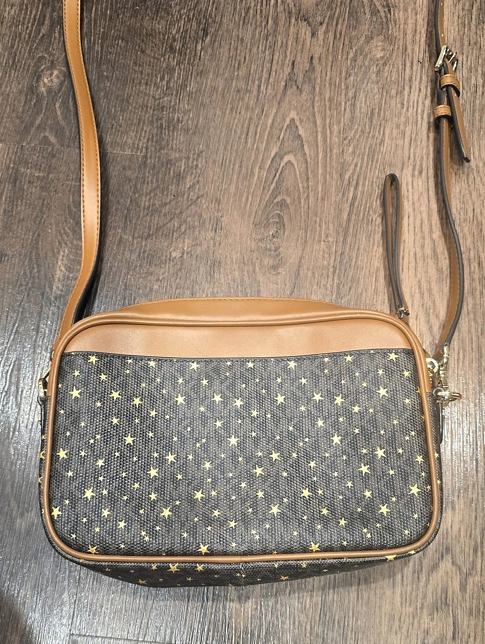 Michael Kors Jet Set Travel Star Print Camera Crossbody Bag Brown & Black